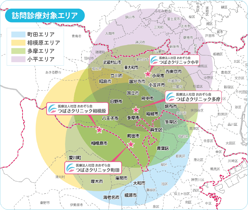 つばさクリニック訪問エリア